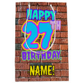 27誕生日:おもしろい、アーバングラフィティインスパイアルック ミディアムペーパーバッグ (正面)