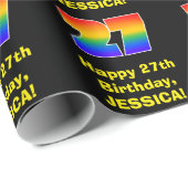 27誕生日:おもしろい、カラフルレインボーインスパイア# 27 ラッピングペーパー (ロールコーナー)