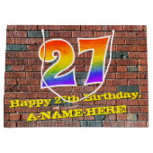 27誕生日:おもしろい、グラフィティインスパイアレインボーー# 27 ラージペーパーバッグ (正面)