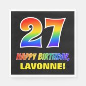 27誕生日:はっきりした,おもしろい,シンプル虹, 27 スタンダードランチョンナプキン (正面)