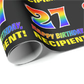 27誕生日:はっきりした,おもしろい,シンプル虹, 27 ラッピングペーパー (ロールコーナー)