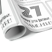 27誕生日:アールデコインスパイアスタイル「27」 +名前 ラッピングペーパー (ロールコーナー)