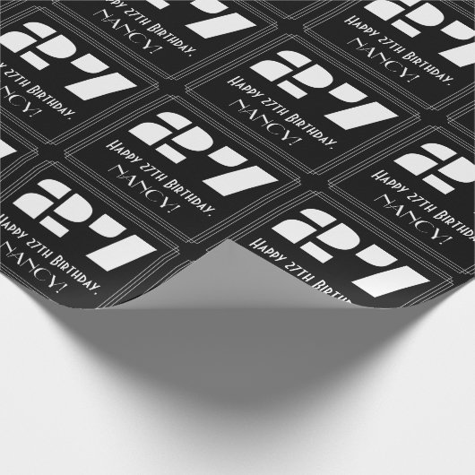 27誕生日:インスパイアアールデコ「27」と名前 ラッピングペーパー (角)