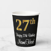 27誕生日-エレガント高級フェイク金ゴールドルック# 紙コップ (裏面)