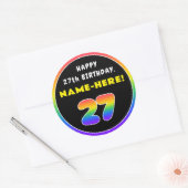 27誕生日:カラフルレインボー# 27、名前をカスタムする ラウンドシール (封筒)