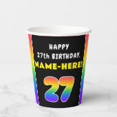 27誕生日:カラフルレインボー# 27、名前をカスタムする 紙コップ (裏面)