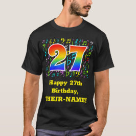 27誕生日:カラフル音楽シンボル、レインボー27 Tシャツ
