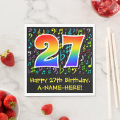 27誕生日-カラフル音楽シンボル、虹27 スタンダードランチョンナプキン (インサイチュ)