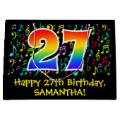 27誕生日-カラフル音楽シンボル、虹27 ラージペーパーバッグ (正面)