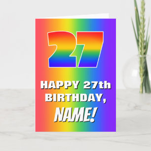 27誕生日: カラフル、おもしろいレインボーパターン# 27 カード