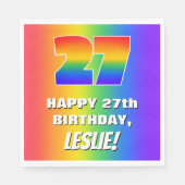 27誕生日: カラフル、おもしろいレインボーパターン# 27 スタンダードランチョンナプキン (正面)