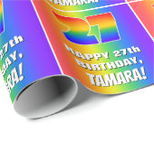 27誕生日: カラフル、おもしろいレインボーパターン# 27 ラッピングペーパー (ロールコーナー)