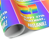 27誕生日: カラフル、おもしろいレインボーパターン# 27 ラッピングペーパー (ロールコーナー)