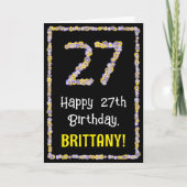 27誕生日:フローラ花数名前をカスタムする カード (正面)