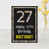 27誕生日:フローラ花数名前をカスタムする カード (黄色い花)