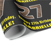 27誕生日：名前フェイク&木目パターン「27」 ラッピングペーパー (ロールコーナー)