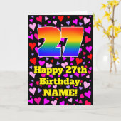 27誕生日:愛するハートパターン、虹# 27 カード (黄色い花)