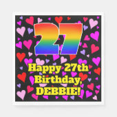 27誕生日:愛するハートパターン、虹# 27 スタンダードランチョンナプキン (正面)
