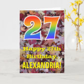 27誕生日、素朴紅葉、虹「27」 カード (黄色い花)