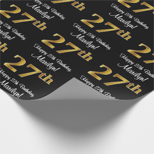 27誕生日:豪華エレガントなフェイク金ゴールドルック# ラッピングペーパー (角)