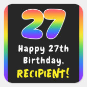 27誕生日: Rainbow Spectrum # 27,名前をカスタムする スクエアシール (正面)