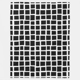 270215不規則な長方形 – 白の上に黒 フリースブランケット