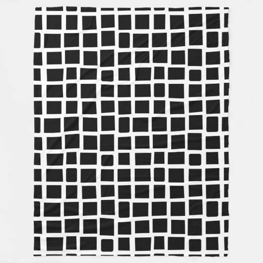 270215不規則な長方形 – 白の上に黒 フリースブランケット (正面)