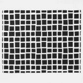 270215不規則な長方形 – 白の上に黒 フリースブランケット (正面(横))