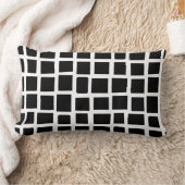 270215不規則な長方形 – 白の上に黒 ランバークッション (ブランケット)