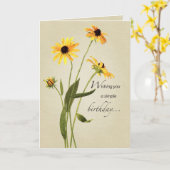 2707黒い注目されたスーザンの誕生日 カード (黄色い花)