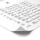 270 - 300 Guests Black Damask Seating Chart ポスター (角)