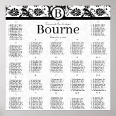 270 - 300 Guests Black Damask Seating Chart ポスター (正面)