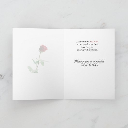 2724 Happy 100th誕生日Red Rose_O カード (内部)