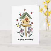 2734ハートバードハウス誕生日 カード (黄色い花)