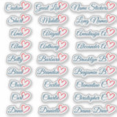 27 オリジナル ゲストリスト ネームタグ 青 赤 ハート   シール (正面)