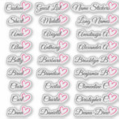 27 オリジナル ゲストリスト 名前 ブライト ピンク ハート シール (正面)