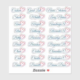 27 オリジナル ゲストリスト 名前 青 赤 ハート   シール