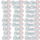 27 オリジナル ゲストリスト 名前 青 赤 ハート   シール (正面)