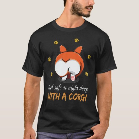 27 コーギーと一緒なら安心して眠れる夜 Tシャツ (正面)