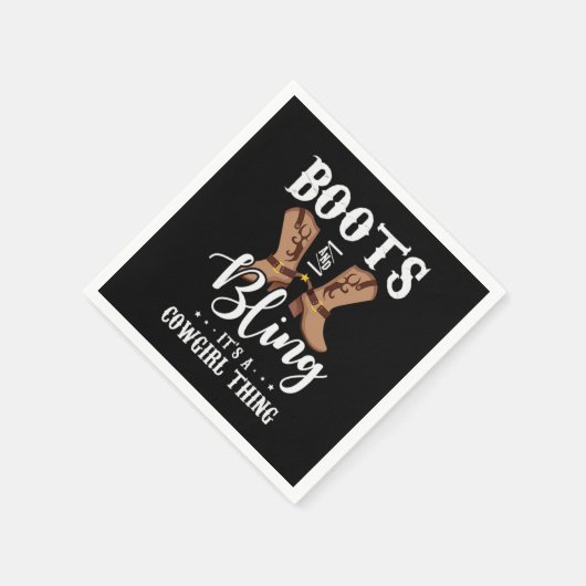 27.ブーツときらきら光るその女性のカーボーイ スタンダードカクテルナプキン (角)