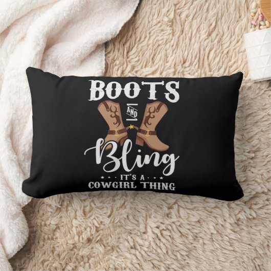 27.ブーツときらきら光るその女性のカーボーイ ランバークッション (ブランケット)