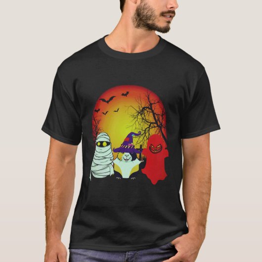 27 モルモット ハロウィン パンプキン Tシャツ (正面)