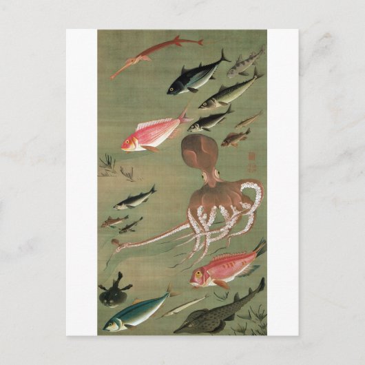 27.諸魚図,若冲日本芸術文化寒中諸魚 ポストカード (正面)