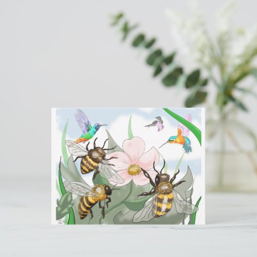 27.鳥と蜂 ポストカード (スタンド正面)
