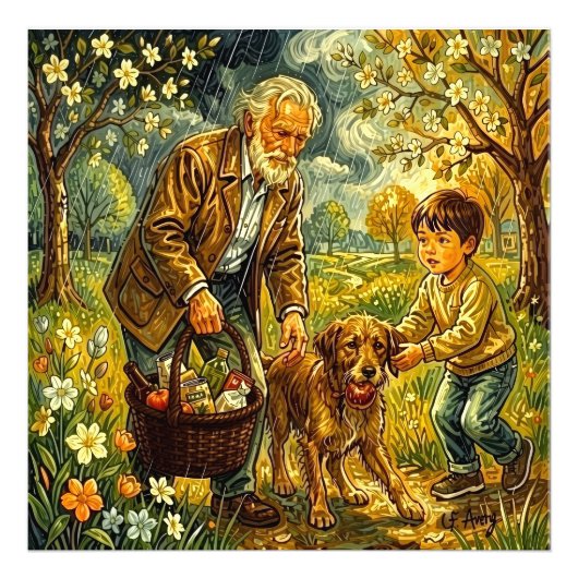 27.03" x 27.03 Grandpa Rainy Day フォトプリント (正面)