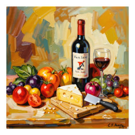 27.03" x 27.03" Wine Fruit Cheese フォトプリント