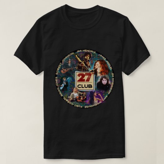 27 Club -ミュージシャン達が幼い頃に死んだ Tシャツ (デザイン正面)