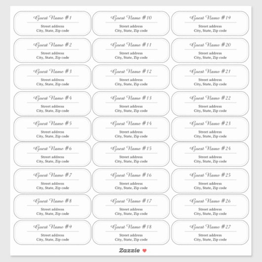 27 Custom Clear or White Wedding Guest Address  シール (シート)