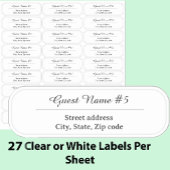 27 Custom Clear or White Wedding Guest Address  シール