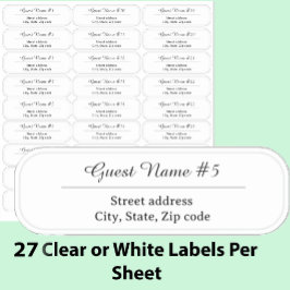 27 Custom Clear or White Wedding Guest Address シール
